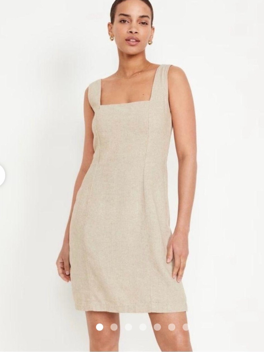 Old Navy Natural Beige Square-Neck Mini Dress